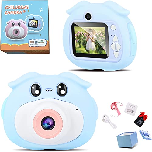 Kids Camera, Hd Digital Camera For Children Portable Mini Toddler Selfie Camcorder, Christmas Birthday Gifts Toys Camera For Girl Boys Age 3-12 With A Dual Lens/32Gb Sd Card（Blue #TOP5
