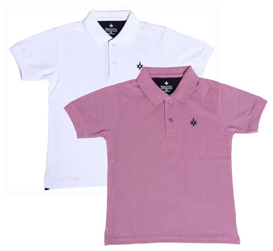Image of Kids Polo T-Shirt for Boys - Cotton Matty Fabric, Comfortable Fit, Stylish Everyday Wear(Pack of 2)
