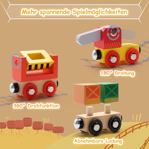 SainSmart Jr. Wooden Train Set 12 PCS - Train Toys with Storage Box, Magnetic Toy Trains Compatible with All Major Brands, Gift for Toddlers, Boys and Girls Aged 3+ by SainSmart Jr. - Image 2