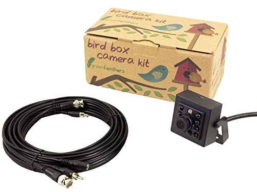 Green Feathers Wildlife Wired Bird Box Camera with IR (Night Vision), 4-in-1, Includes 50m Video Extension Cable - Watch On Your TV