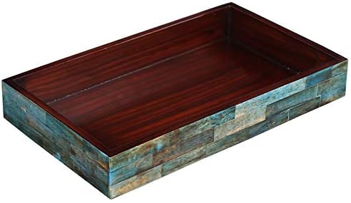 Decorative Guest Hand Towel Storage Tray Dispenser, Sturdy Holder for Disposable Paper Napkins - Bathroom Vanity Countertop Organization - 10x6, Black & White (10x6 Inches, Verdigris)