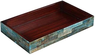 Decorative Guest Hand Towel Storage Tray Dispenser, Sturdy Holder for Disposable Paper Napkins - Bathroom Vanity Countertop Organization - 10x6, Black & White (10x6 Inches, Verdigris)