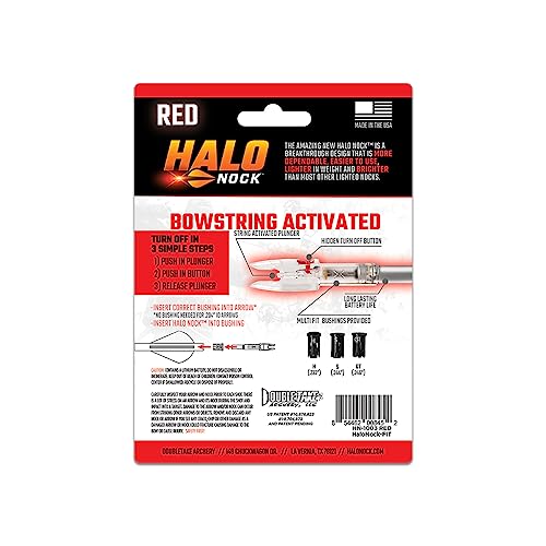 Halo Nock FIT Lighted Nocks for Archery & Bowhunting, Fits .204, .233, & .244-.246 Internal Diameter Arrows, Red, 3-Pack - Thumbnail 3