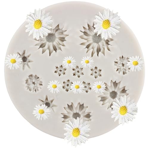 MINFEIDMS Moules en silicone en forme de marguerite pour fondant, bonbons, chocolat, décoration de gâteau, pâte à sucre en argile polymère