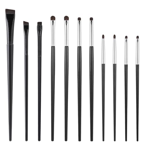 Heclia 11x Angled Eye Makeup Brush Set Professional Thin Eyeliner Eyeshadow Brushes Concealer for Precise Makeup Application Includes Smudge Flat Fine Point Brushes for Detailed Highlighter Contouring