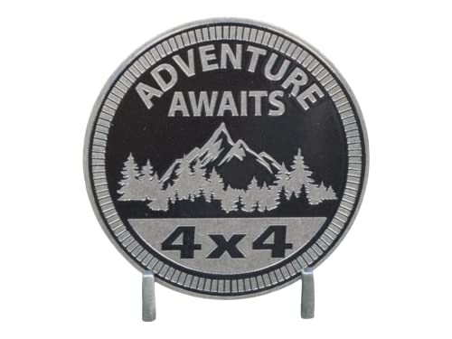 Image of Adventure Rated - Solid Stainless Steel Metal 4x4 Badge Designed for Any 4x4 Vehicle - Made in the USA by CUSTOM4X4BADGES