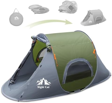 Night Cat Pop-up Camping Tent: 1 Person Tent Waterpro...