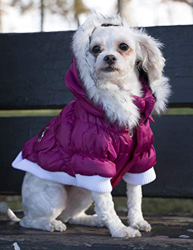 Pet Life Fashion Parka With Removable Hood - Pink Metallic - Medium #TOP7