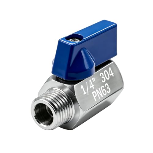 Image of Beduan 1 /4 NPT Mini Ball Valve 304 Stainless Steel Female x Male NPT Thread Shut-Off Valve(Pack of 1)