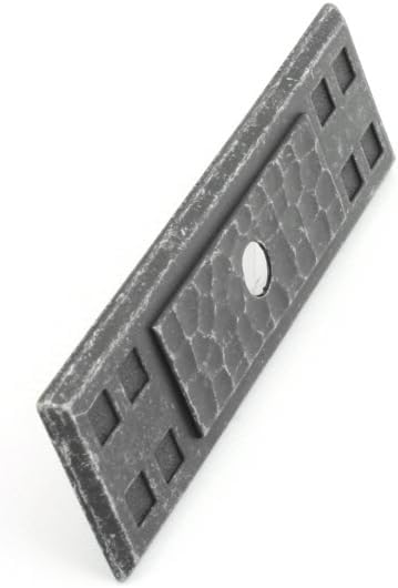 Arts & Crafts Collection Backplate Knob 3-1/2 Inch x 1 Inch Vibra Pewter Finish