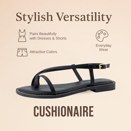 CUSHIONAIRE Luxor Sandals for Women, Strappy Flat Thong Womens Sandals with Adjustable Ankle Strap and Memory Foam2