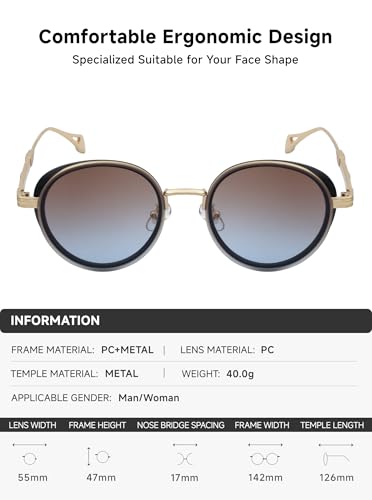 Image of Classic& Vintage Sunglasses for Women Metal Frame Round Shades Circular Sunnies(2A409)
