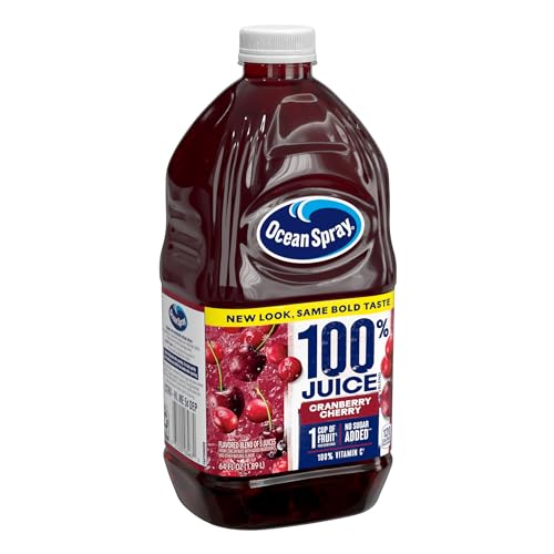 Image of Ocean Spray 100% Juice Cranberry Cherry Juice Blend, 64 Fl Oz Bottle (Pack of 8)