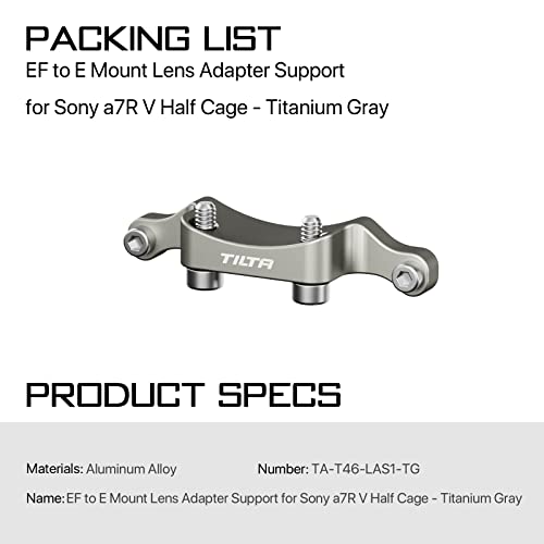 TILTA EF to E Mount Lens Adapter Support Compatible with Sony a7R V Half Camera Cage Grey TA-T46-LAS1-TG - Image 3