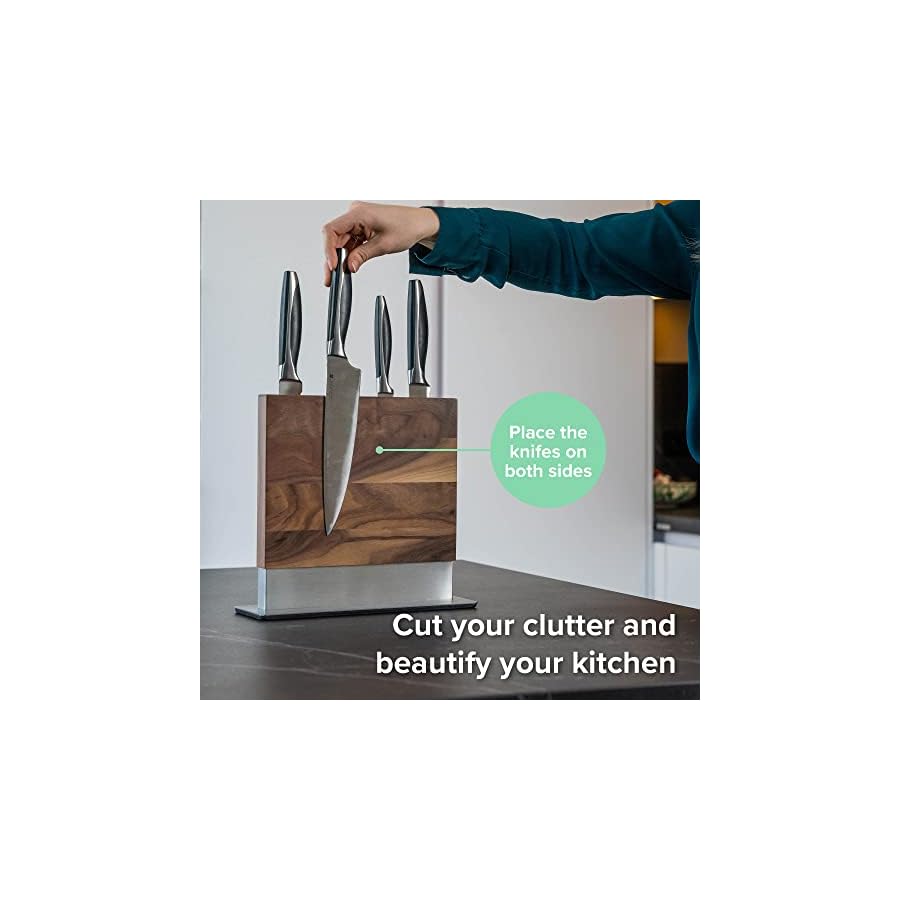 Coninx-Magnetic-Knife-Holder-Magnetic-Knife-Block-Double-Sided-with-Strong-Magnets-Kitchen-Knives-Magnet-Wooden-Knife-Holder-Knife-Block-without-Knives-Magnetic-Knife-Stand-Walnut-Wood Coninx Magnetic Knife Holder - Magnetic Knife Block Double Sided with Strong Magnets - Kitchen Knives Magnet - Wooden Knife Holder - Knife Block without Knives - Magnetic Knife Stand (Walnut Wood)