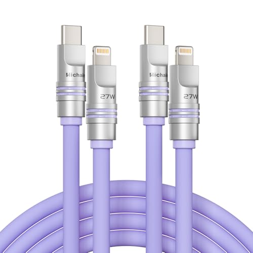 Câble USB C vers Lightning Hichain de 2m en lot de 2 pour charger votre iPhone 14 en violet