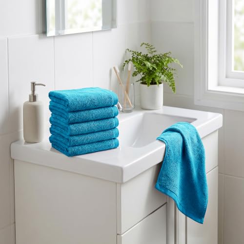 Image of MYTRIDENT Face Towel | Urban Comfort | Quick Drying | Travel Friendly | for Men /Women | 6 Pc Face Towel (30 cm x 30 cm) | 100% Cotton 450 GSM - Teal Sachet
