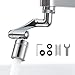 Produktbild 1440 ° Wasserhahn Verlängerung, Aoresac Drehbarer Multifunktionaler Verlängerungshahn Schwenkbarer Wasserhahn-Strahlregler Küchenspüle, Badezimmer für M20 M22 M24 (Silber)