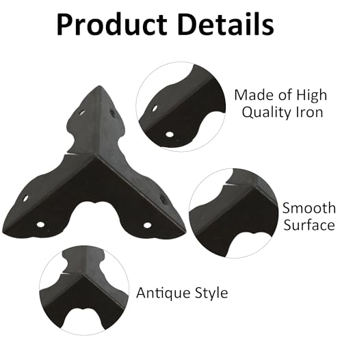 Image of 24PCS 1.3 inch Metal Box Corner Protector, Black Triangle Edge Decorative Case Corner Edge Guard Protector Metal Cabinet Table Edge Cover