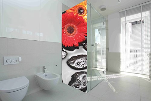 Vinilo para Mamparas baños Margaritas |Varias Medidas 60x185cm | Adhesivo Resistente y de Facil Aplicación | Pegatina Adhesiva Decorativa de Diseño Elegante|