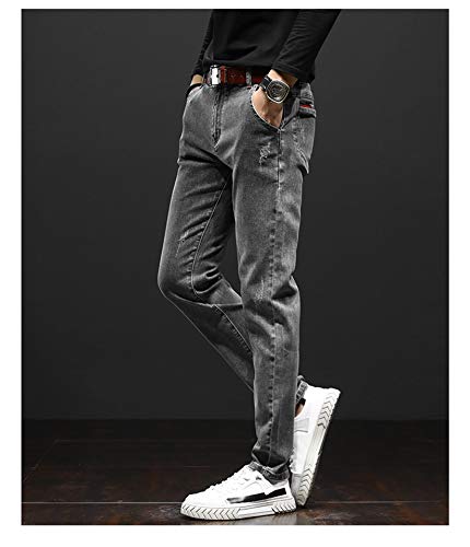 Andongnywell Men's Elastic Slim fit Pencil Jeans Trousers Man's Straight Leg Stretch Denim Pants Trouser2