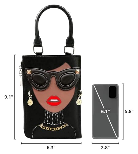Bolso Satchel Negro de Cuero PU con Diseño 3D para Mujer miniatura 3
