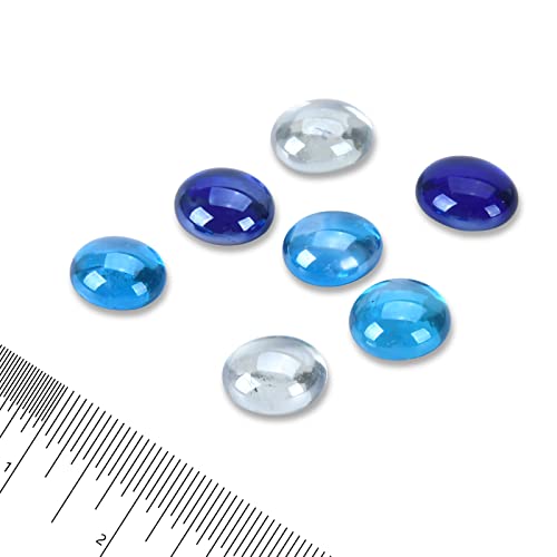 GasSaf Blended Fire Glass Beads for Outdoor Fire Pit, Fireplace and fire Pit Table, 3/4 Inch Glass(10 Pound)(Cobalt Blue, Caribbean Blue, Crystal Clear Luster)