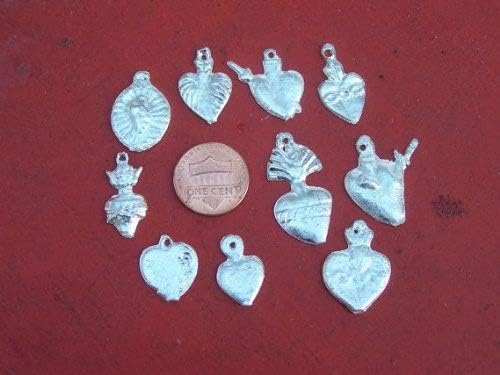 Milagro Lot - 25 ALL HEARTS Mexican Milagros, Silver Color