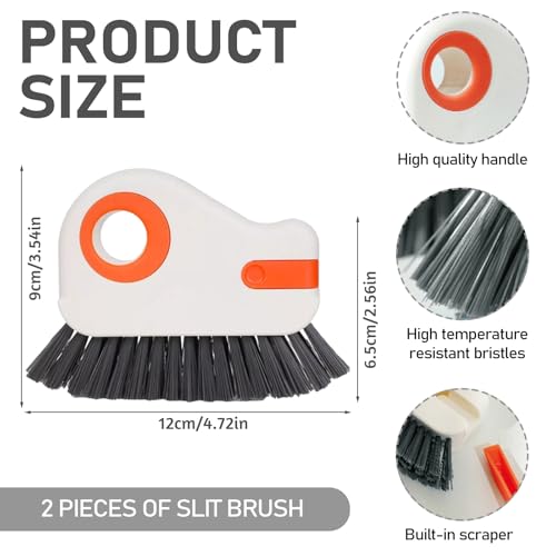 2 Stück fensterrahmen Reiniger,Fensterrillen Reinigungswerkzeug,2-in-1-Rillenreinigungsbürste,Fensterrahmen Reiniger Bürste,Multifunktions-Fugenreinigungsbürste mit harten Borsten und Schaber