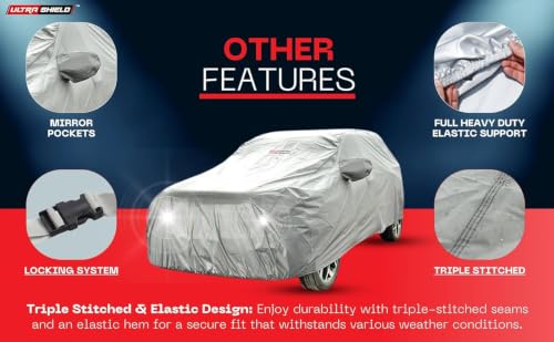 Image of ULTRA SHIELD Mist Grey Series 100% Waterproof Car Body Cover for TATA Tiago NRG with Mirror Pockets | Triple Stitched, Elastic, Custom Fit, Heat Resistant, Anti-Dust, All-Weather Cover