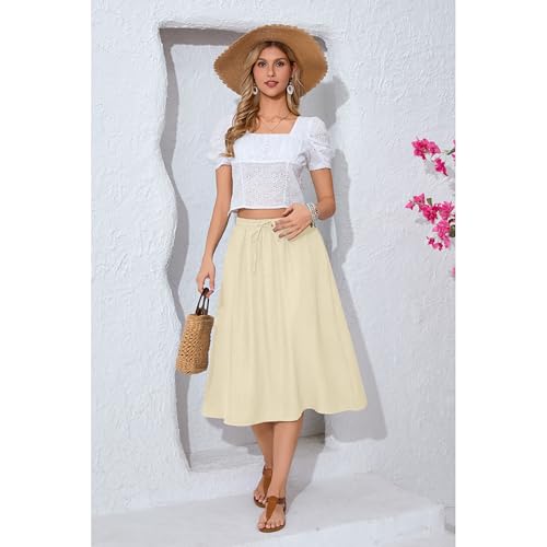 Image of Witsmile Women's Summer Pleated High Waisted Casual Flowy Skirt Pockets