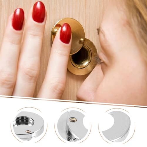 Türspion Abdeckung, 2Pcs Türspion Abdeckung nach Türlochabdeckung mit Selbstklebendem Installationswerkzeug Door Peephole Coverfür Zuhause Hotel Schlafsaal Büro Gucklochschutz Silber
