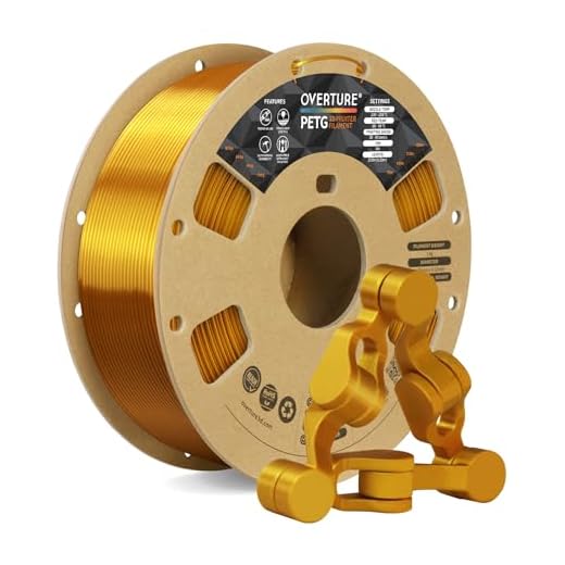 OVERTURE PETG 3D Printer Filament 1.75mm, Neatly Wound Durable PETG 1kg Spool (2.2lbs), Strong Toughness Filament, Dimensional Accuracy +/- 0.02mm, Fit Most FDM Printers (Gold)