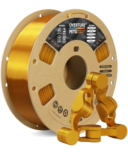 Image of OVERTURE PETG Filament 1.75mm, High Speed 3D Printer Filament, Neatly Wound & Clog-Free, 1kg Spool (2.2lbs) Rapid PETG, Dimensional Accuracy + /- 0.02mm, Fit Most FDM Printers (Gold)
