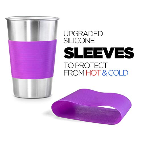 Stainless Steel Cup Tumbler Set Cold Drink Cups Good For Drinking Beer Water & Soft Drinks Comes With Blue Mesh Carry Bag For Camping Backpacking Picnic Outdoors (12Oz) #TOP3