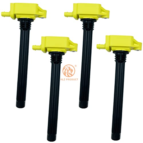 HLZ PRODUCT HIGH PERFROMANCE Ignition Coil Pack Set of 4 Compatible with Chrysler 200 Fiat 500X Jeep Cherokee Renegade Compass Dodge Dart Ram ProMaster 2.4L Replaces UF751 UF754 68242286AA 0221504050