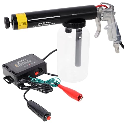 Powder Coating System 15KV/25KV Powder Coating Gun System for Metal Innovative Dual Voltage with Minimal Overspray and Larger Ground Clamp Powder Coating Machine with Clear Bottle 120V/60HZ
