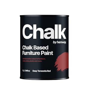 Hemway - Premium Chalk Paint - Deep Terracotta Red 1 L | Chalky Matt Shabby Chic Finish for Interior Furniture & Walls | Quick Dry & 1 Coat