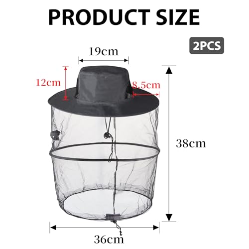 Miniatura 4 de Lalago 2 Pcs Mosquitera Para Sombrero, Head Net Safari Hat Para Hombres Y Mujeres, Apicultor Anti-Mosquito Del Insecto Sombrero, Antimosquito Insectos De Abeja Insectos Gorro Con Máscara Gris