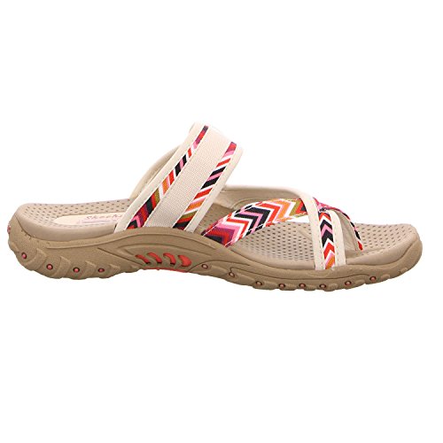 Skechers Women's Reggae Zig Swag Flip Flop,Natural,9 M US