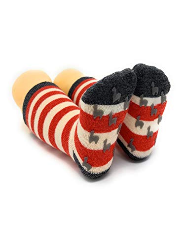 WARRIOR ALPACA SOCKS - Children's Baby Alpaca Wool Toddler Socks, Fun Stripes with Non-Skid Alpaca Appliqués2