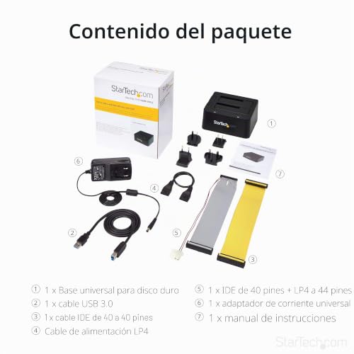 Base USB 3.0 SATA IDE StarTech UNIDOCKU33 para clonar discos duros 6