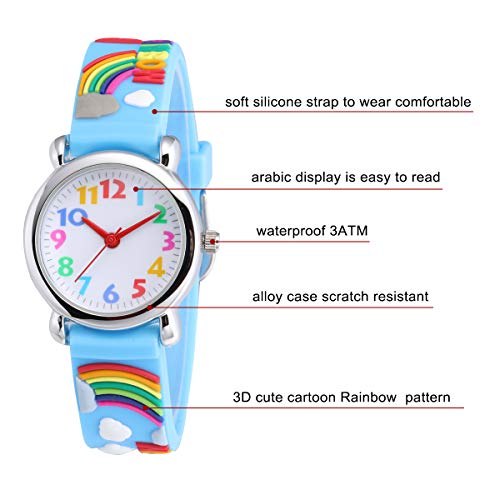 Image of Jewtme Cute Toddler Children Kids Watches Ages 3-8 Analog Time Teacher 3D Silicone Band Cartoon Watch for Little Girls Boys