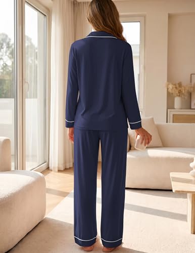 Image of ZMJ Womens Pajamas Sets 2 Piece Long Sleeve and Pant Pj Sets Button Up Sleepwear