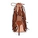 onlymakerheels Gladiator Heels Tassels Open Toe Sandals Fringe Lace up Ankle Strappy High Heels Sandals Brown Size8
