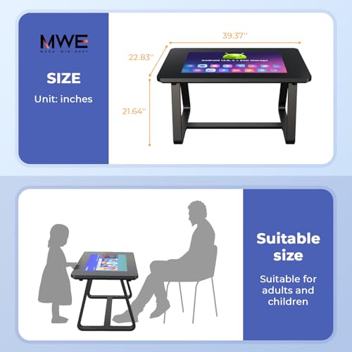 Image of MWE 32 Inch Game Table, Multifunctional Touchscreen Table, Detachable Interactive Display for Indoor Entertainment, Meetings & Education, Android 13, 8+128GB