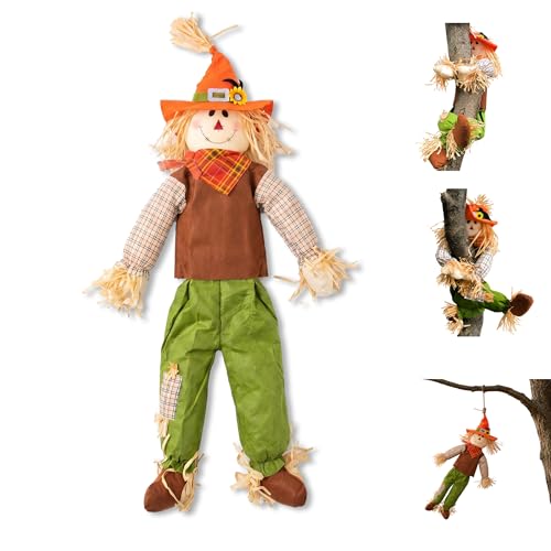 4Ft Scarecrow for Garden Decor Tree Post Hugger Fall Outdoor Decorations