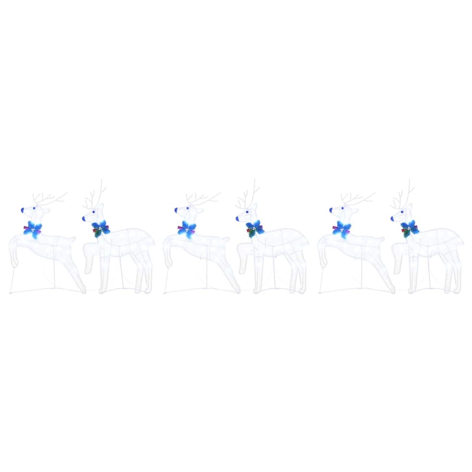 Gecheer LED Rentiere 6 pcs Weiß Stoff, Weihnachtsdekoration für Weihnachtsmarkt Festliche Eventdekoration Garten Rasen Terrasse Vorgarten Fassade3385898