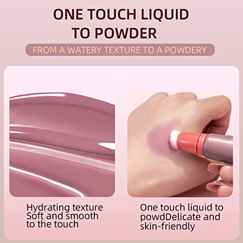 Hosaily Liquid Blush Beauty Wand With Cushion Applicator, Natural Matte Finish Liquid Cheek Blush Stick Creamy Smooth Blendable Blush Rouge Cream Blush Contouring Face Blush Makeup (3#) #TOP3