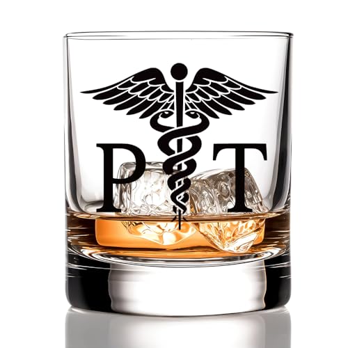 RZHV Physical Therapist Old Fashioned Whiskey Glass, Funny PT Whiskey Glass Gifts for DPT Grad Rheumatologist Orthopedic Surgeon Chiropractor PT Assistant Physiotherapist Physical Therapist Nurses